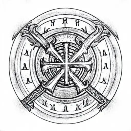 Scientology Cross In Knights Shield Held By A Dragon