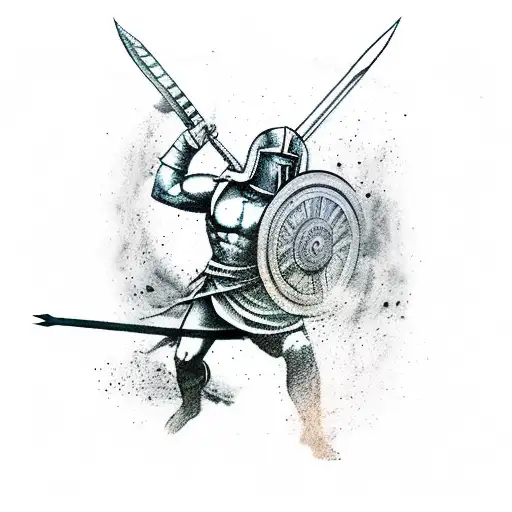 Spartan Attacking With Spear