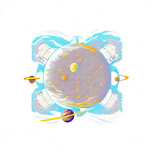 Astronaut Lines Planets