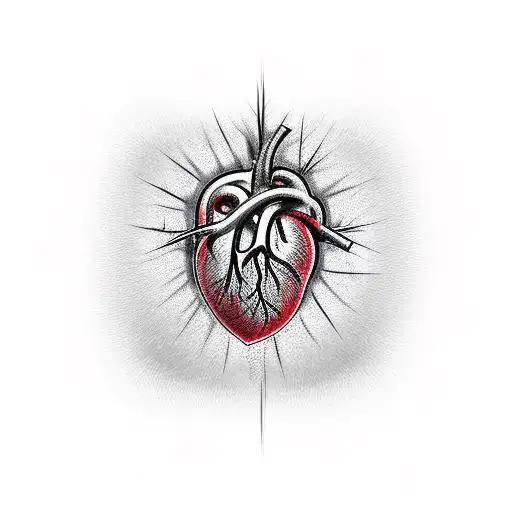 Human Heart Being Embraced With A Crown Of Thorns