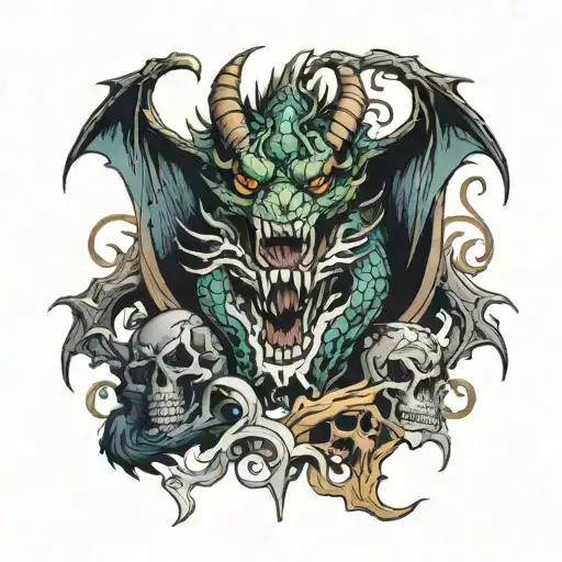 Dragon And Skull Splitting And Panther