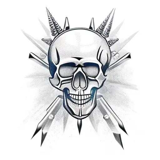 Skull With Spikes On A Chain With Handle