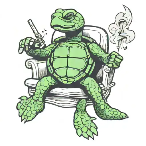 Turtle Smokin Sitting In A Chair