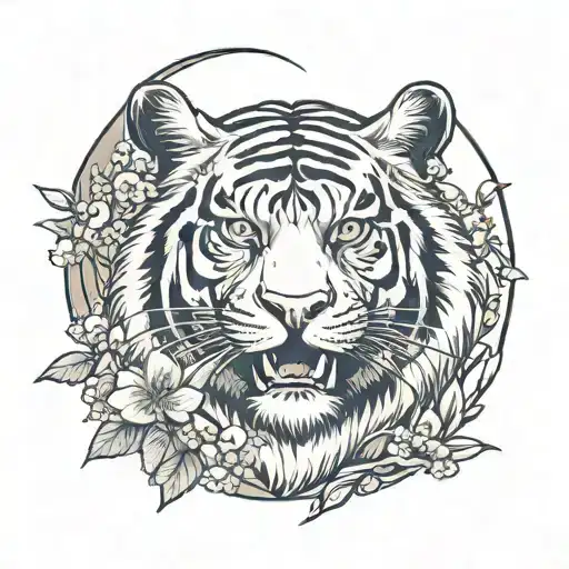 Moon Cherry Blossom Tiger