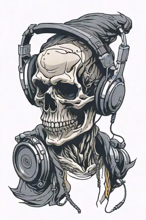 Skull Wearing Headphones