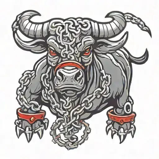 Bull With Chains