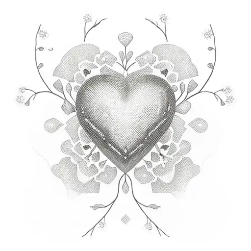 A Semicolon Forming The Shape Of A Heart With Delicate Flowers Surrounding It