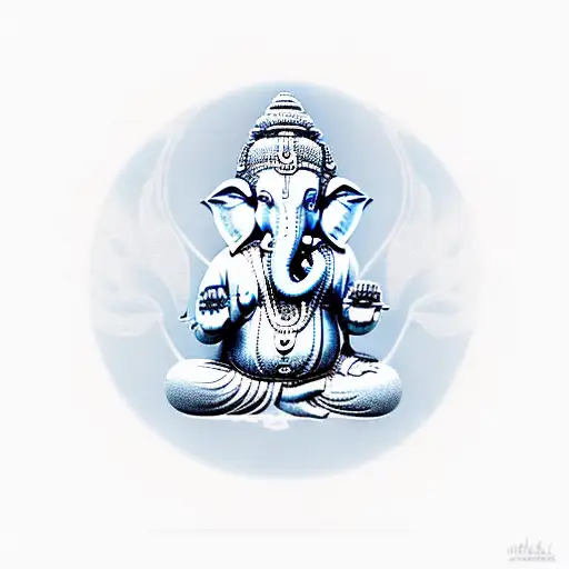 Ganesha Sitting In Lotus Pose