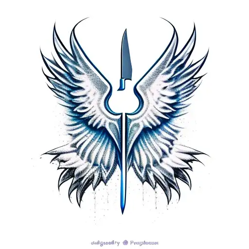 Knife With Left A Angel Wing And Right A Devil Wing