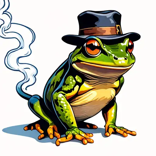 Frog With A Hat & Smoking