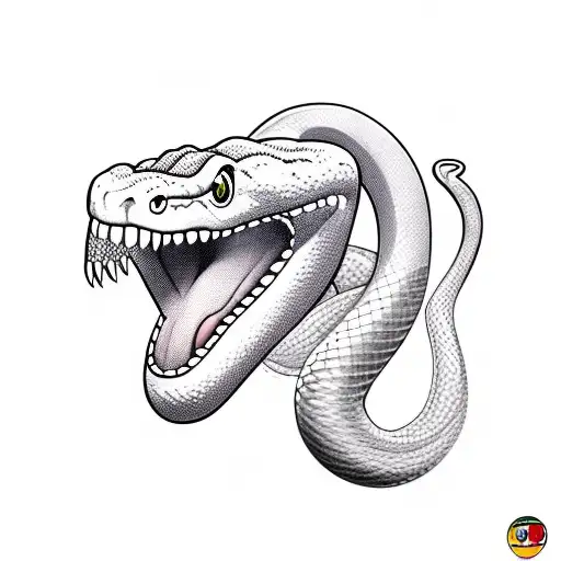 Cartoon Snake Happily Flipping His Tounge Side Profile
