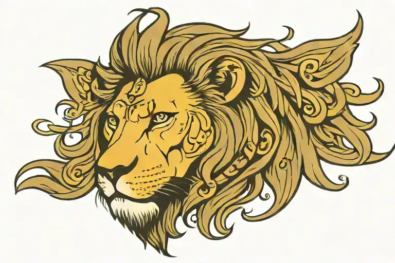 Lion's Head With The Word Yahweh In Hebrew Incorporated Into The Mane