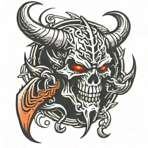 Cross Fire Blood Devil Horns Chains