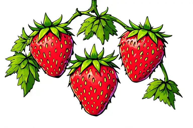 Multiple Thorn Covered Strawberries Growing On A Vine