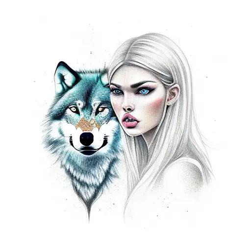 Face Woman And Wolf