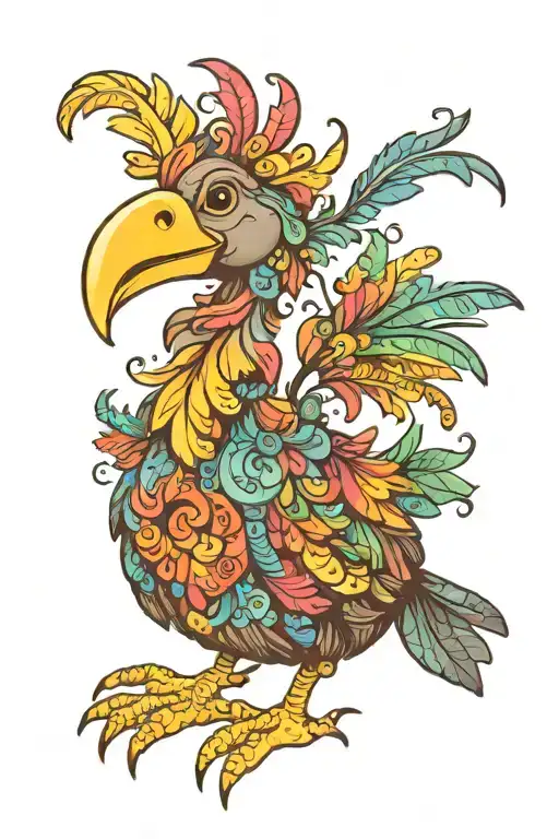 A Dodo Bird With Colorful Plumage