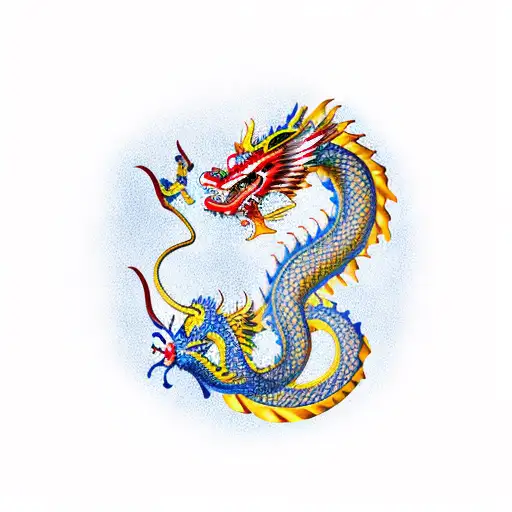 Chinese Dragon Wrapping Around A Heart Shape