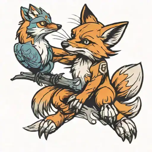 Fox Fights Bird