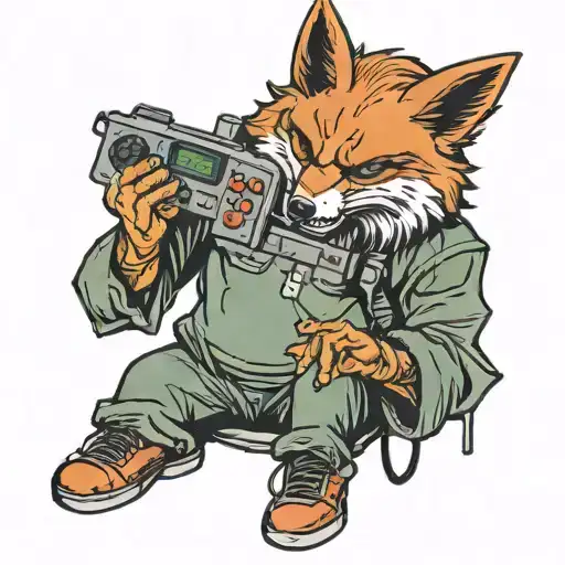 Man In Fox Mask Playing Console