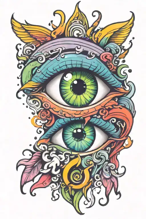 Rainbow Eye Inside Of Heart Crying Eye Surrounded