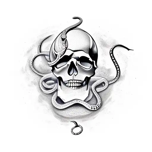 Skull With Snake
