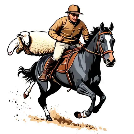 Harness Racing Horse With A Sheep Being Sheared In The Background