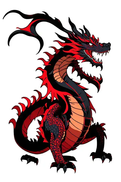 Medieval Red And Black Dragon