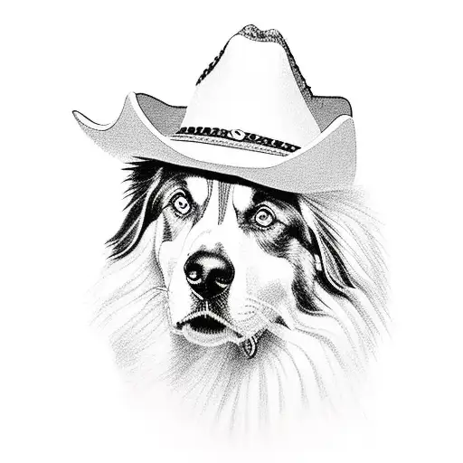 Australian Shepherd Wearing Cowboy Hat
