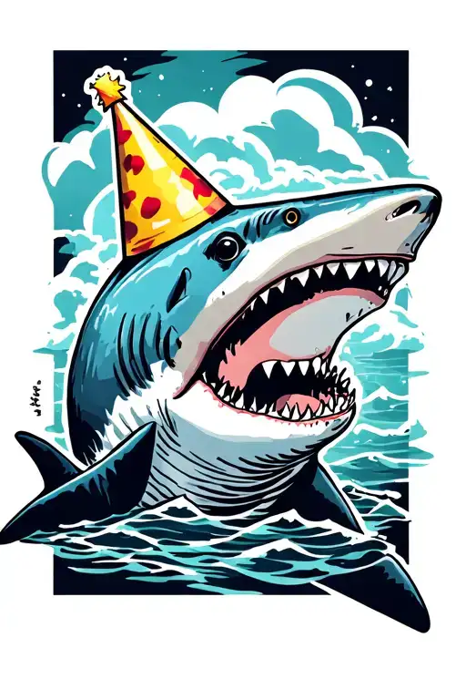 Shark With Party Hat Minimalist