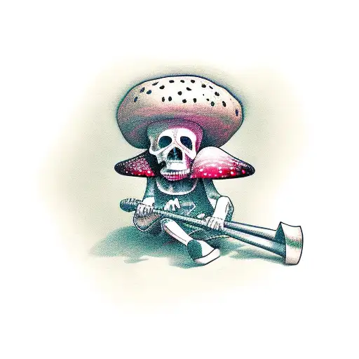Grim Reaper Sitting Under A Mushroom