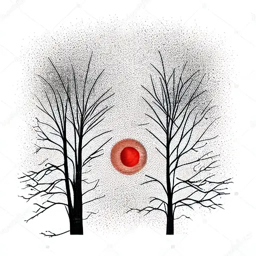 Red Moon And Trees