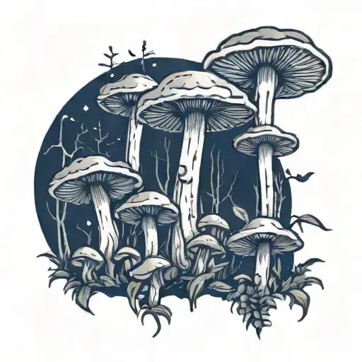 Mushrooms And Fungi In A Forest