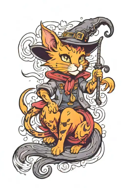 Witchy Fire Cat