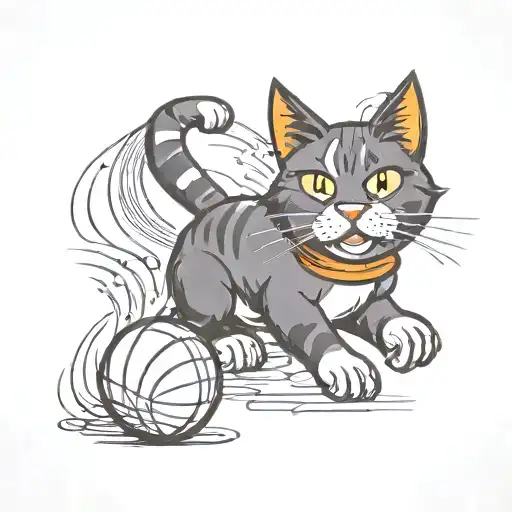 Cat Playing With A Ball