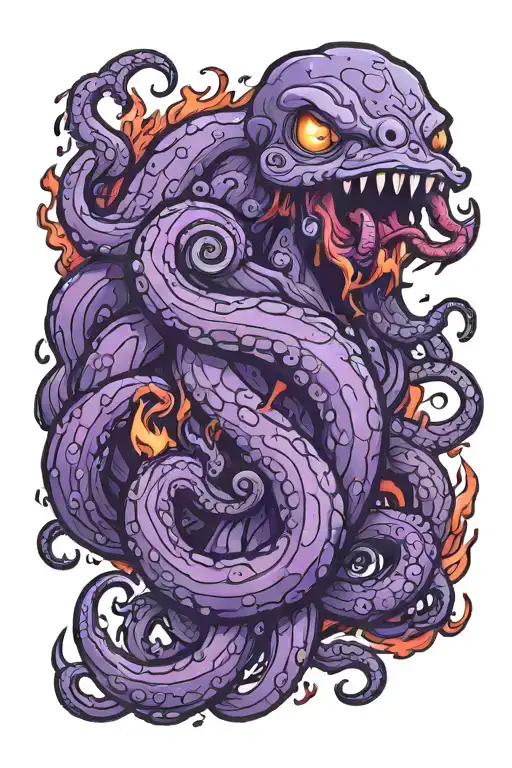 Purple Kraken Of Fire