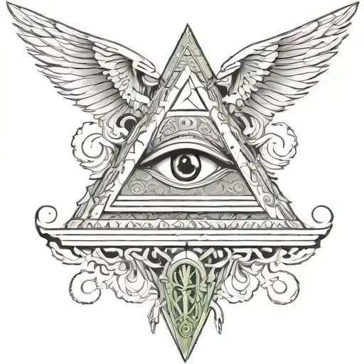 Army Color Filigree All Seeing Eye Pyramid Wings In Background Anunnaki