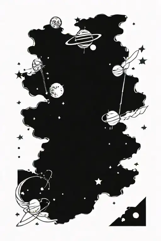 A Tattoo Of A Solar System Map With Constellations Representing Sagittarius