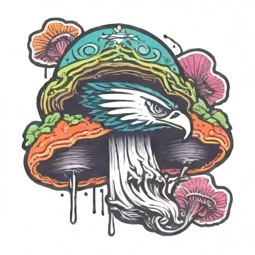 A Psychedelic Mushroom Design With The Philadelphia Eagles Logo Subtly Hidden Within The Details