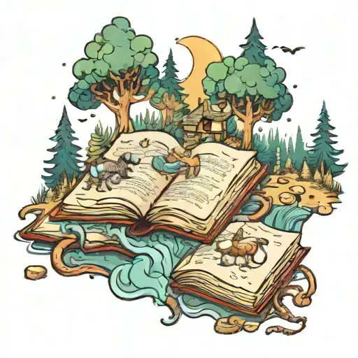A Mystical Forest Trekking Scene With Hidden Book Elements
