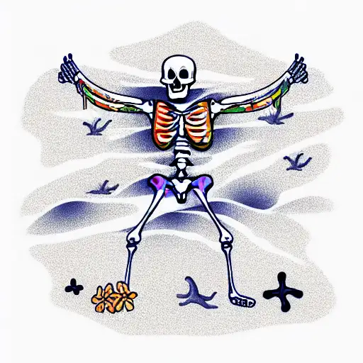 Skeleton With Hawaiian Shirt On A Beach