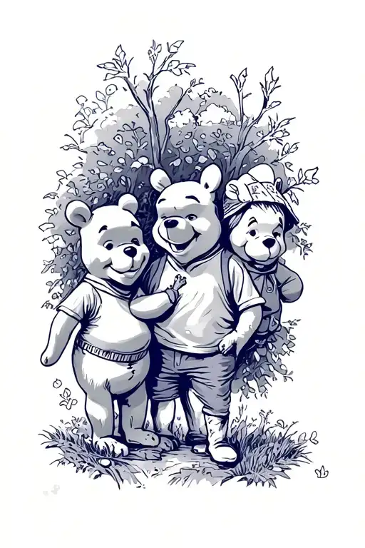 Winnie The Pooh And Friends In Hundred Acre Woods Surrounded