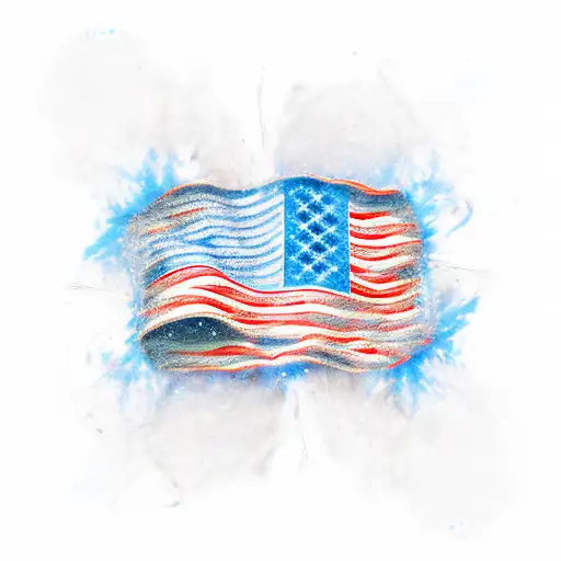 An Artistic Representation Of The American Flag Morphing Into A Thin Blue Line Flag