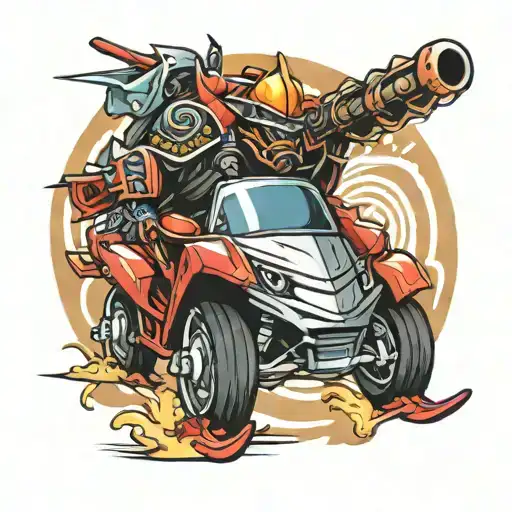 A Futuristic Jdm Car Merging With Traditional Japanese Samurai Armor