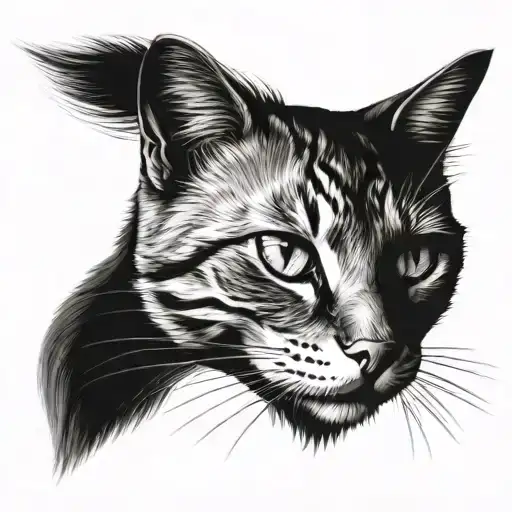 Portrait Of A Sophisticated Cat Head