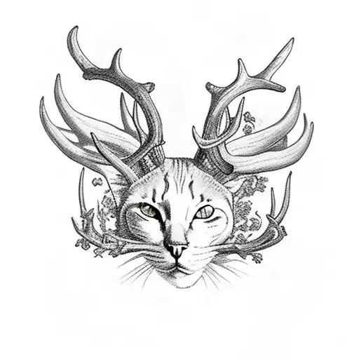 Cat With Two Eyes And Wings And Deer Antlers
