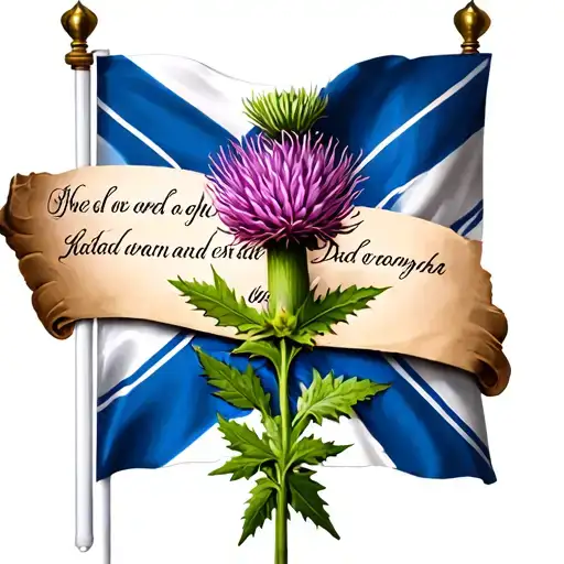 Scottish Thistle And Flag With Memorial Scroll For Dad