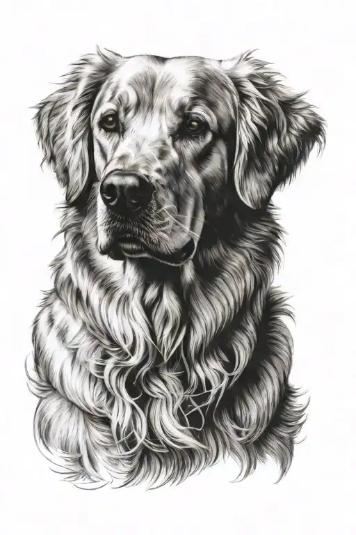 Golden Retriever Black And White Drawing