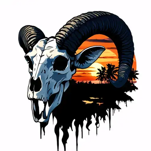 Ram Skull Sunset Background