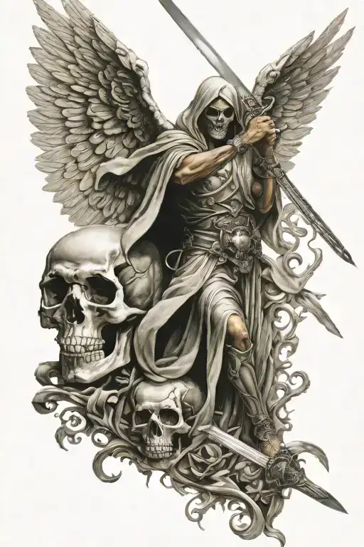 Angel Of Death Killing Skull By His Sword