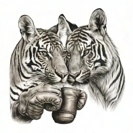 Kangaroo And Tiger Head Boxing Gloves